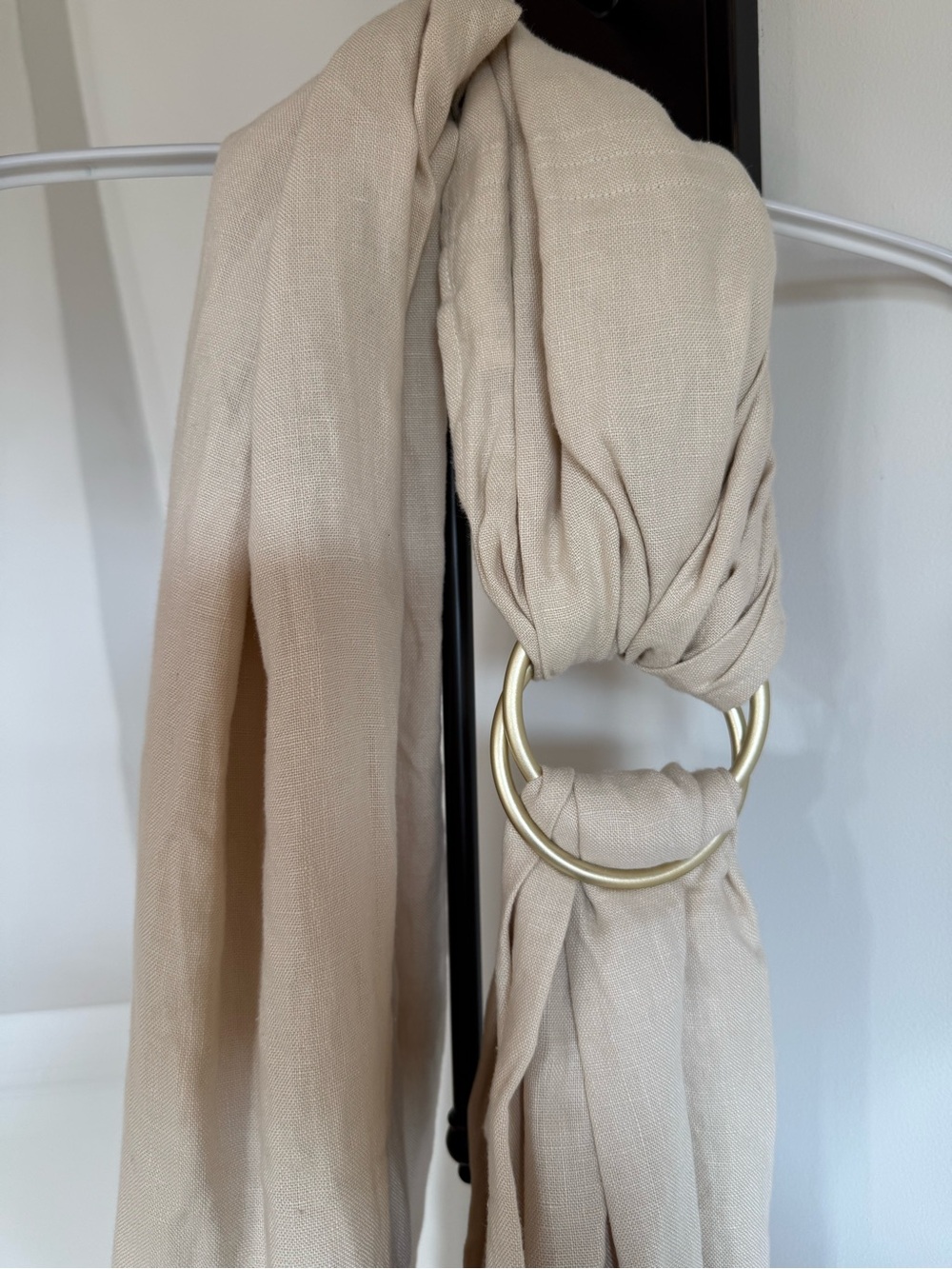 WildBird Beige Scarf with Gold Ring Accent